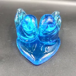 Vtg Blue Birds Of Happiness Signed Art Glass Figurine