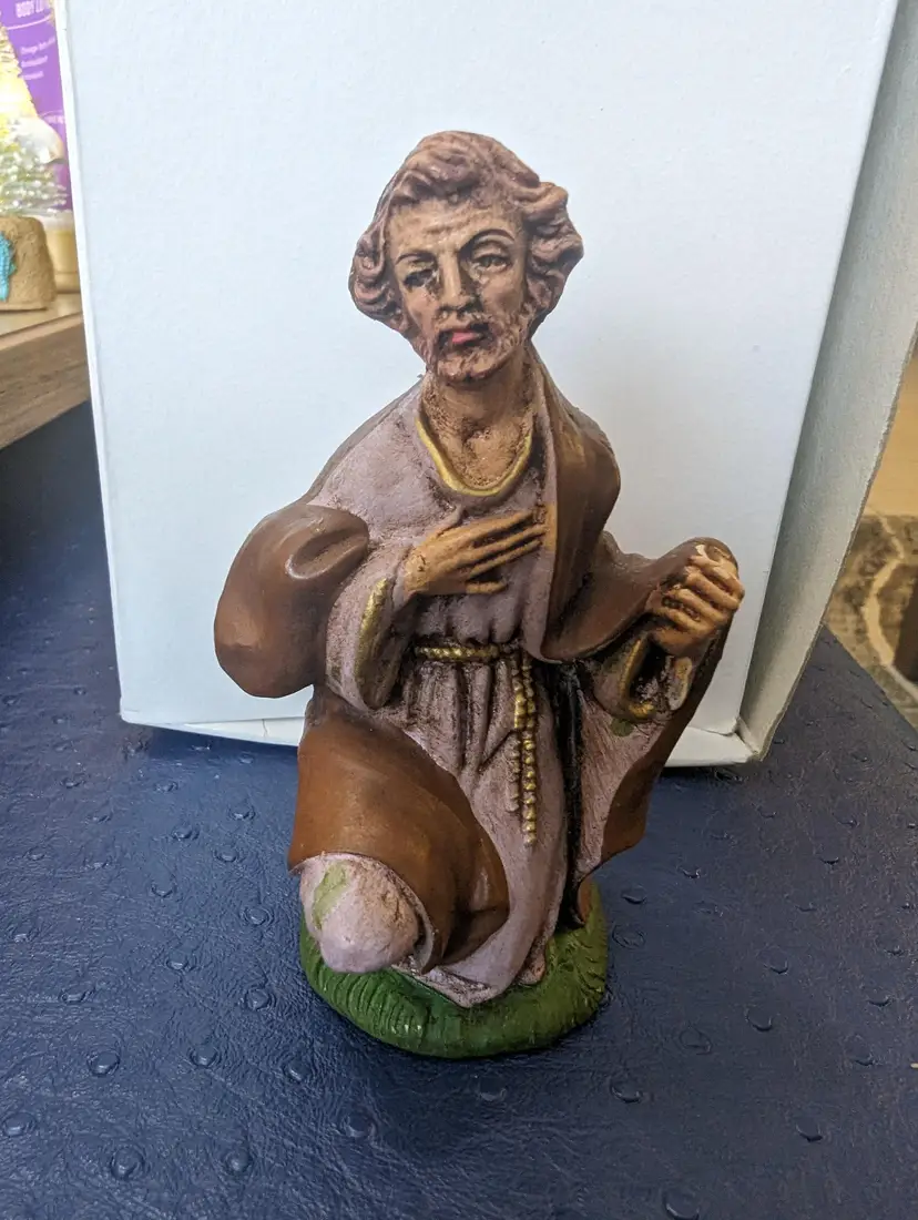 Vintage Kneeling Joseph Nativity Figurine Possibly Paper Mache Italy