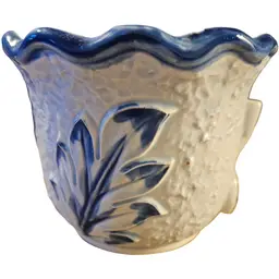 Vintage Cobalt Blue and White Ceramic Planter Made in Japan