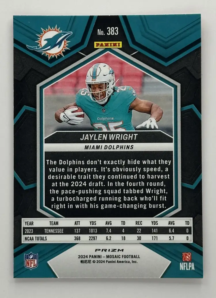 Jaylen Wright Miami Dolphins Mosaic Red Sparkle SP (RC)
