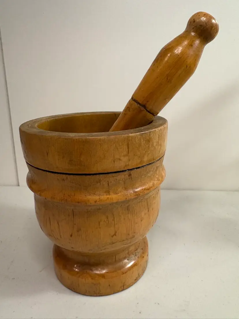 Vintage Large Wooden Mortar and Pestle