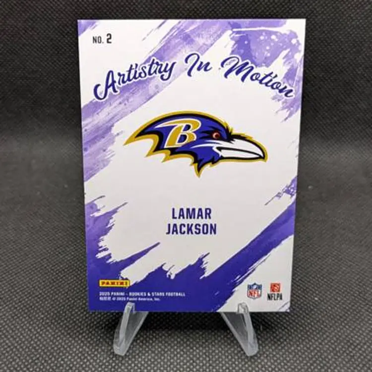 Lamar Jackson 2025 Panini Rookies & Stars Artistry in Motion #2 - Baltimore Ravens
