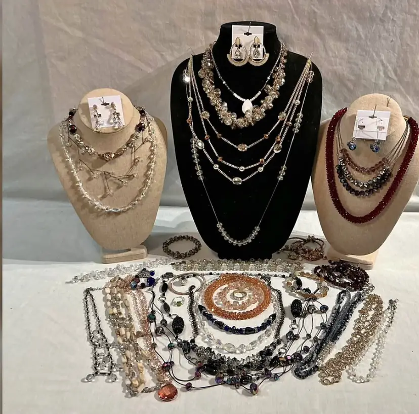 💎Vintage Crystal Beaded Jewelry Necklaces Bracelets Earrings Mixed Statement