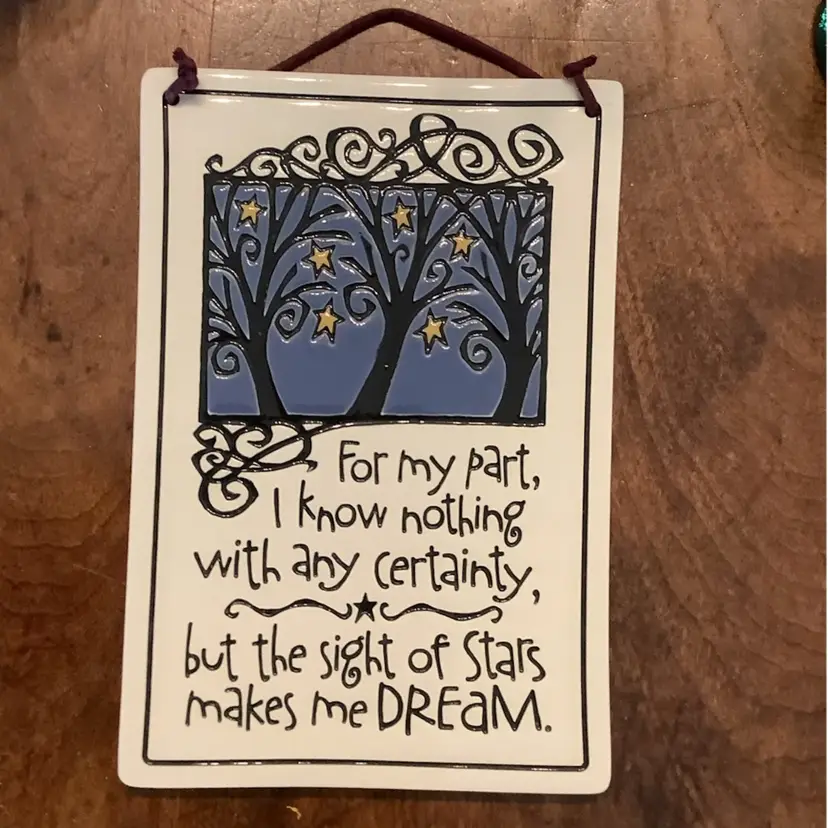 Spooner Creek, Wisconsin- Clay Etching- Stars, Dream- Wall Hanging 7.5x5