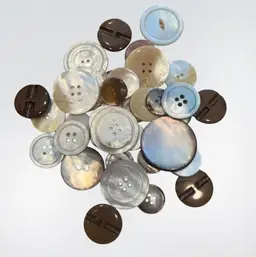Huge Antique 1880’s-1920’s Lot (37) Mostly Mother Of Pearl Buttons Various Sizes & Designs