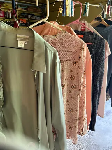 Short Tour Of My Moms Tiny Garage Sale $5 Starts All Clothes 