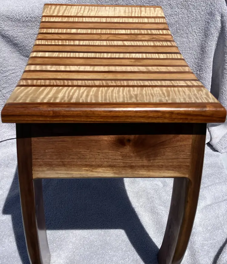 Custom Hardwood  Stool Made With Cherry / Character Walnut / Curly Maple / Bolivian Rosewood