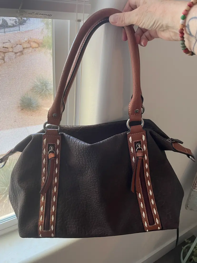 BLAZIN ROXX Women’s Vegan Leather Satchel Handbag with decorative Stitching