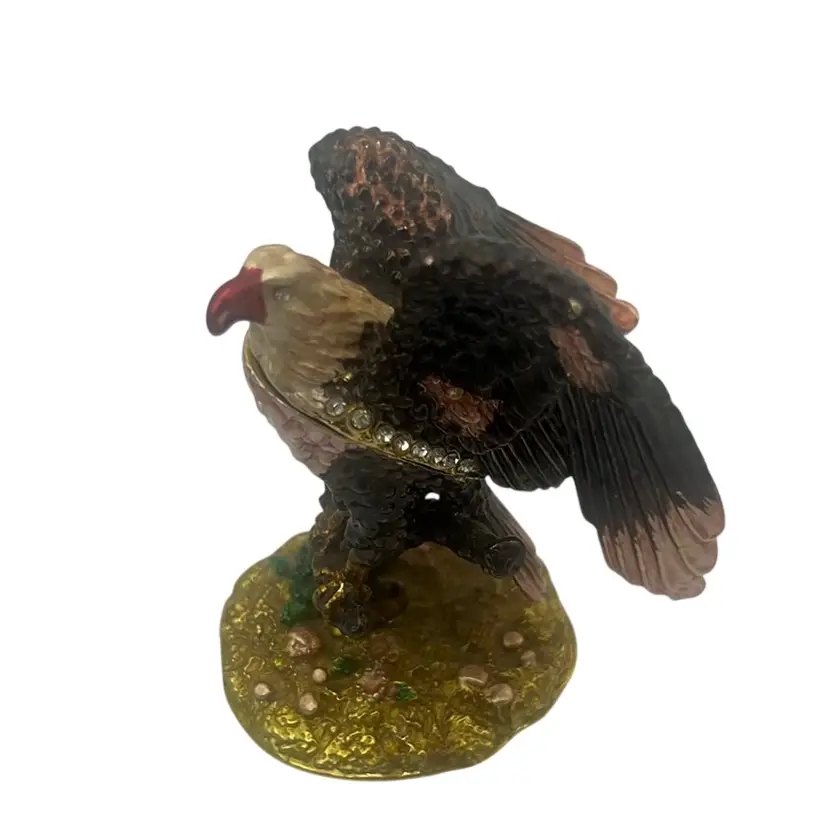 Bald Eagle Jeweled Trinket Box 3” x 2.5” x 3”