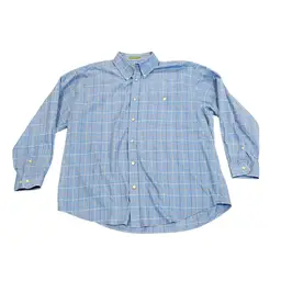 Orvis Shirt Men XXL Blue Plaid Cotton Button Up Classic Long Sleeve Collared