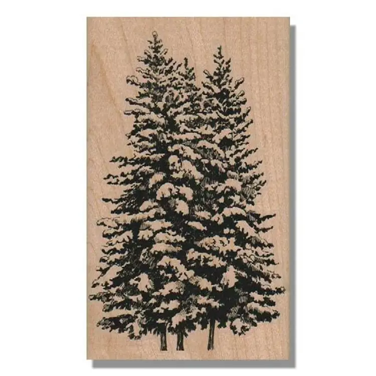 Christmas Trees With Snow Rubber Stamp