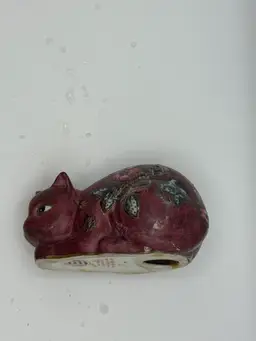 Fitz And Floyd Hand Painted Floral Ceramic Cat 2”x4”