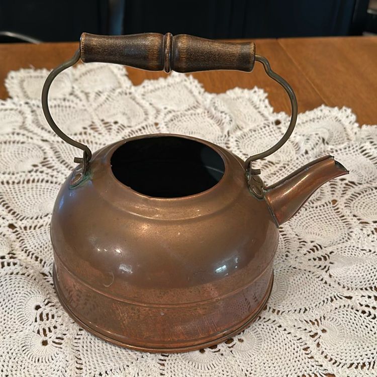 Vintage Revere Ware 1801 Copper Brass Tea Pot Kettle Rome, NY USA - No Lid-