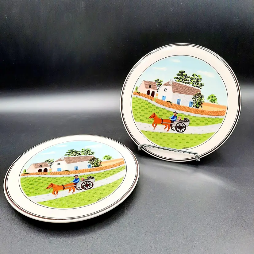 Villeroy & Boch Naif Laplau Trivets Set Of 2 Farmhouse Amish Colonial Turkey in Cart