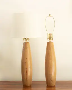 17" High Hand Crafted Hickory and Maple Turned Lamp - MADE TO ORDER