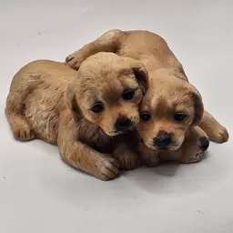 Homco masterpiece porcelain labs retrievers golden pile of pup dogs vintage 1987