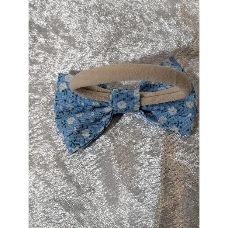 Pigtail Hair Bows - Toddler, Girls, Handmade, Blue Flowers