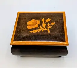 Reuge Swiss Music Box Edelweiss Wood Inlay Italy Vintage Wind-Up