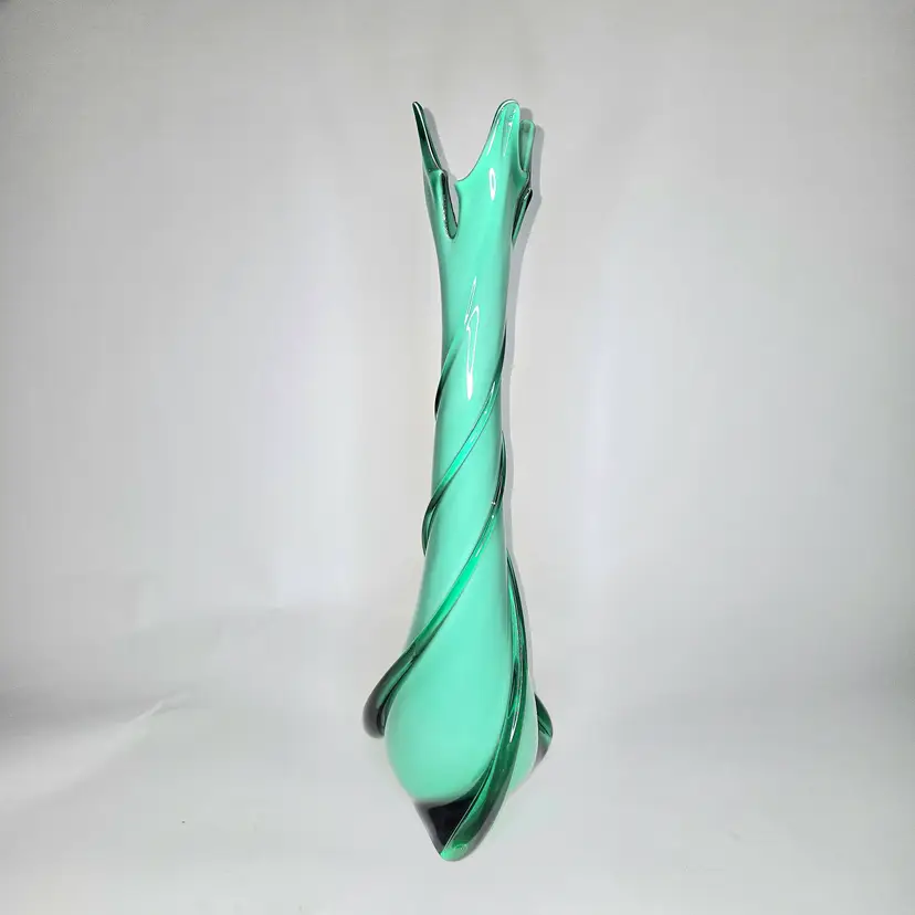 Empoli Swung Vase Triple Cased Cristalleria Fratelli Betti 3 Fingered Tall