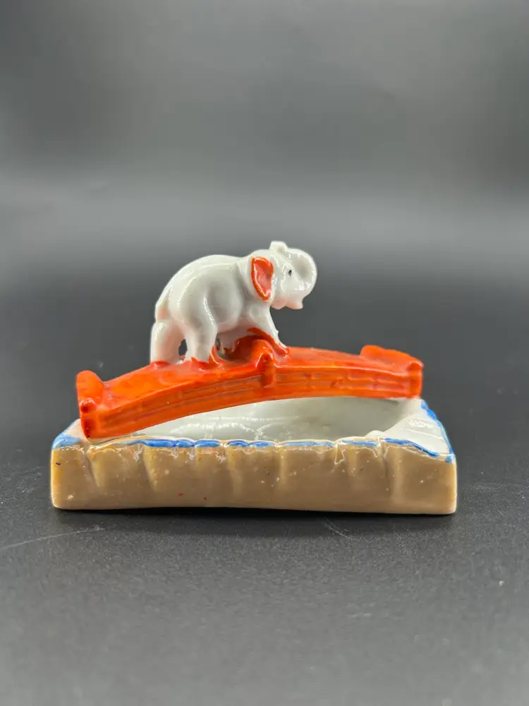 VINTAGE MADE IN JAPAN LUSTERWARE WITH ELEPHANT ON BRIDGE