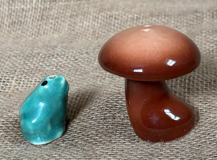 Vintage Frog Mushroom Salt And Pepper Shaker Kitsch Cottage Goblin Core Nature
