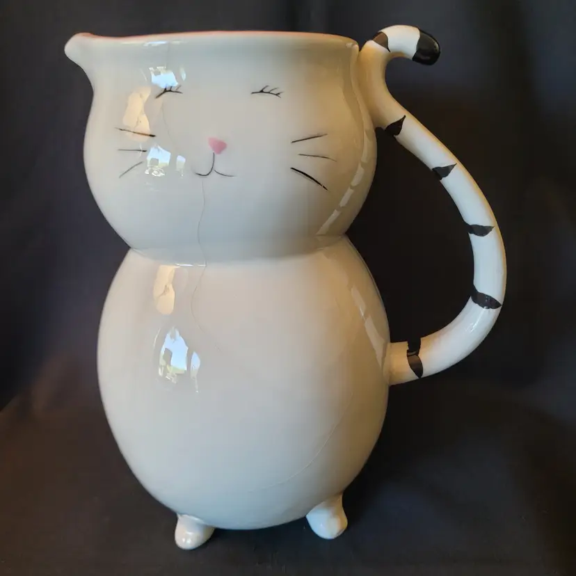 "10 Strawberry Street Cat Pitcher Whimsical Cupboard Collection 6 x 8.5 in