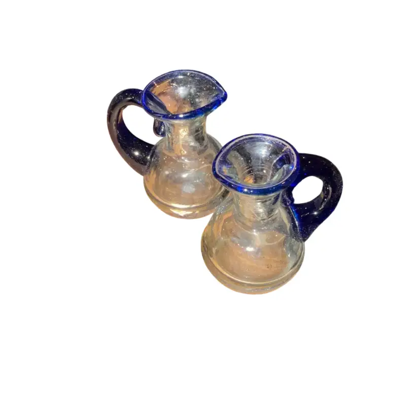 Miniature Art Glass Pitchers set of 2