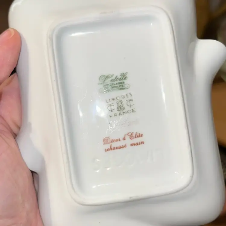 Decor D’ Elite Limoges France Handpainted Ashtray Trinket Dish 6”