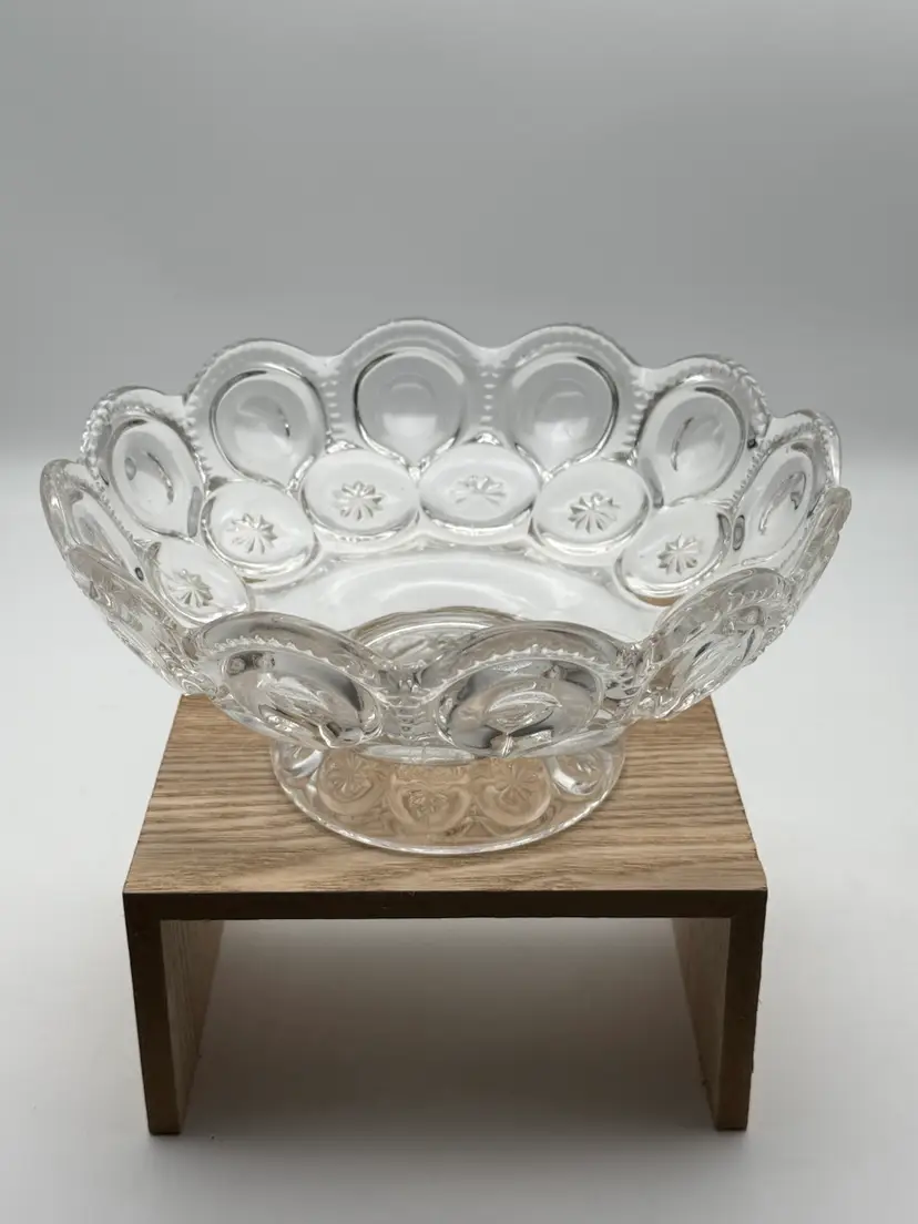 Moon and Star Clear Footed Glass Blow with Manganese