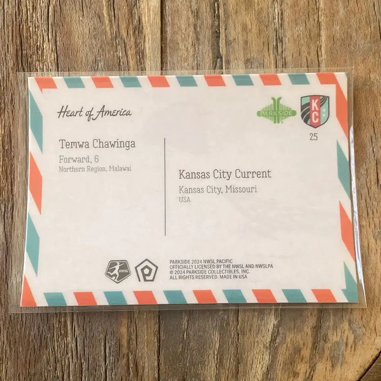 Temwa Chawinga 2024 Parkside Pacific NWSL Hometowns 05/70 Kansas City Current Soccer Card