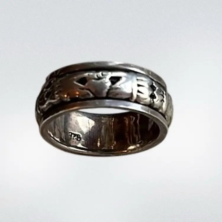 Sterling Silver 925  Claddagh Spinner Fidget Ring Size 8.5