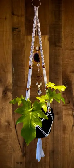 Handmade Macrame Plant Hanger with Sun Catcher