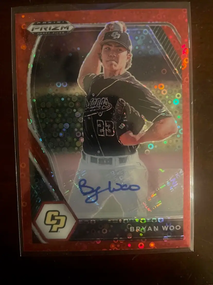 2021 Bryan Woo Prizm Draft Pick Red Disco Autograph /99 PDP174