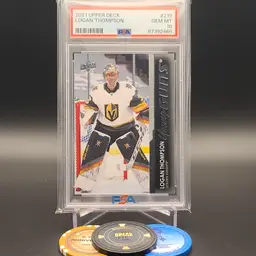 Logan Thompson 2021-22 Upper Deck Series 1 Hockey Young Guns Insert PSA 10 Card #219 - Vegas Golden Knights