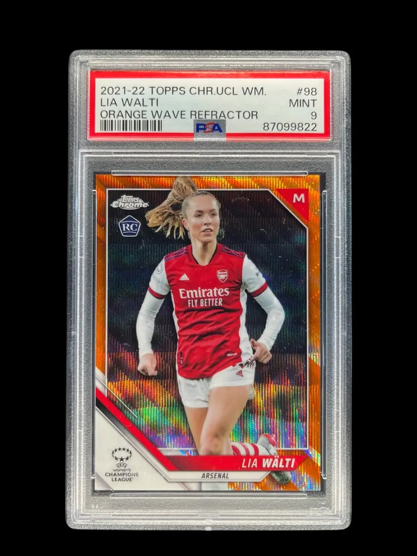Lia Walti 2021/22 Topps Chrome UWCL Orange /25 PSA 9 Arsenal Soccer Card