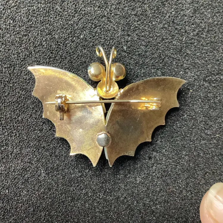 Vintage 1980s Butterfly Brooch Iridescent Mother Of Pearl Wings