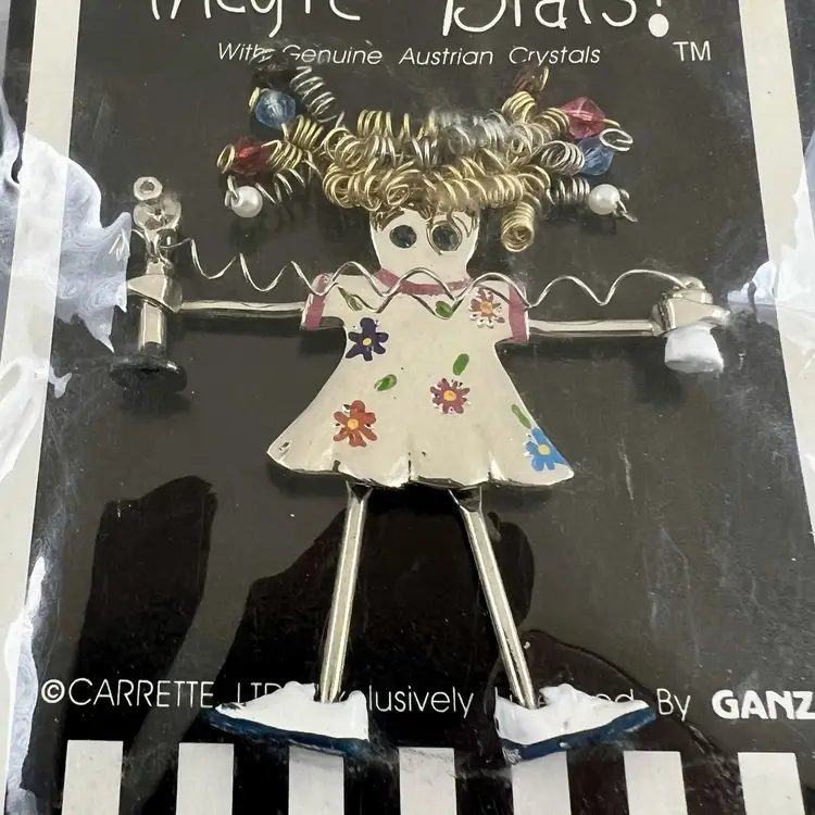 GANZ They’re Brats Girl Telephone 2.5" Brooch Pin Pinback Carrette LTD New