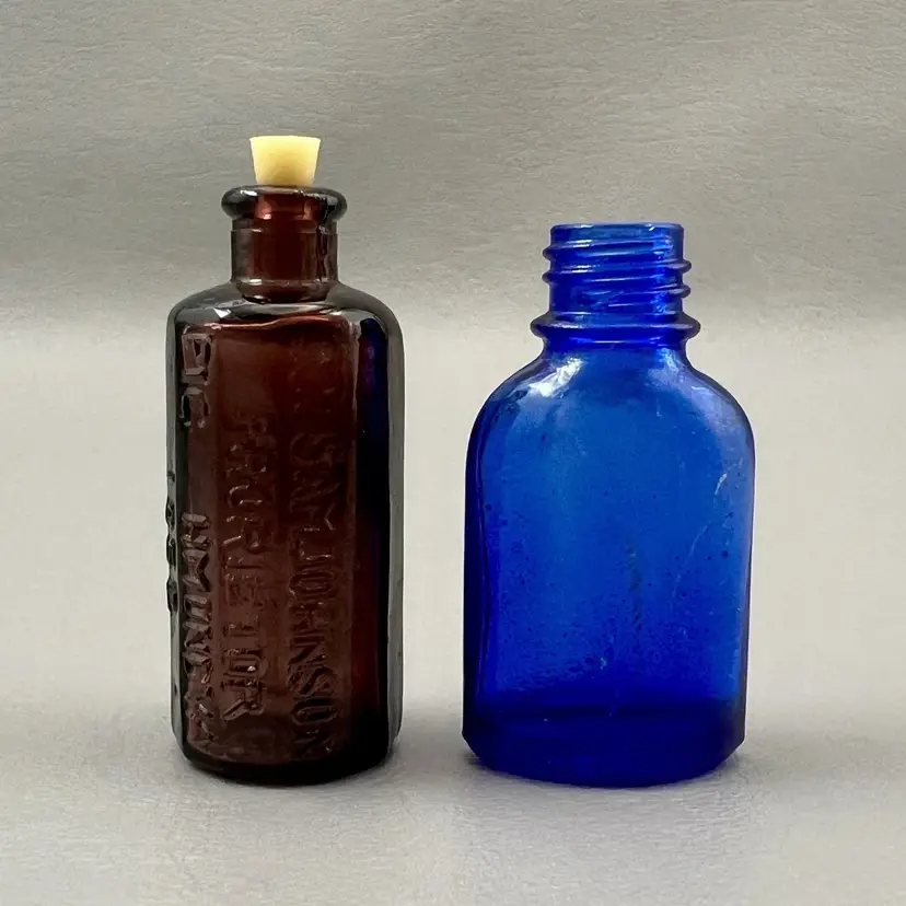 Vintage Miniature Bottles Taiwan Purple Lancaster Bitters / Blue Unmarked 2"