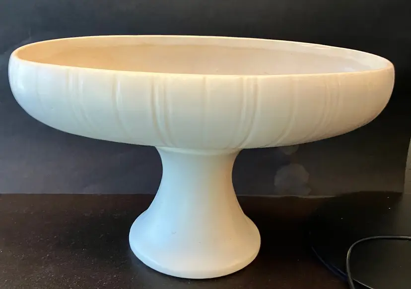 VTG Cream Oval Pottery Pedestal Vase Planter FLORALINE USA #463