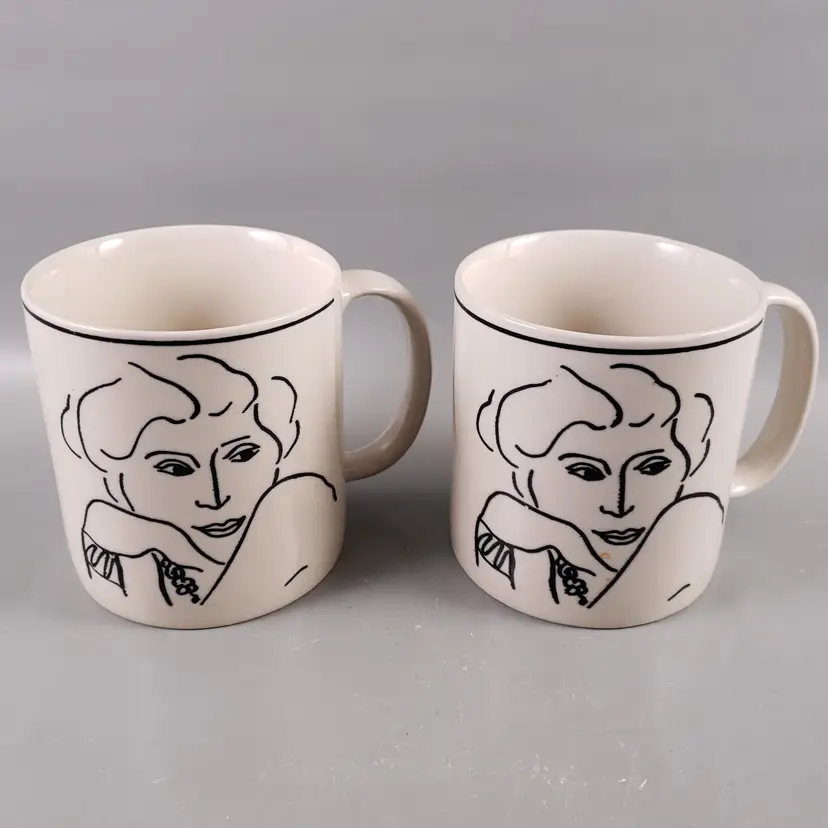 Vintage SANGO Handcrafted FRANCESCA French Lady Coffee Tea Cup Mug Set