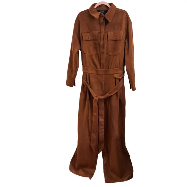 Barkwood x Eloquii Faux Suede Brown Jumpsuit With Belt NWOT