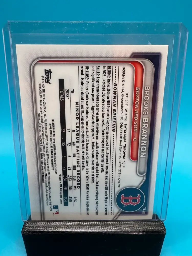 Brooks Brannon 1st Bowman Chrome Blue Refractor Auto /150 Boston Red Sox