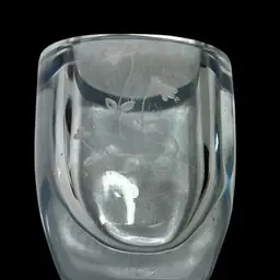 Strombergshyttan -Sweden Crystal Etched Vase. Has Etched Flowers On Front