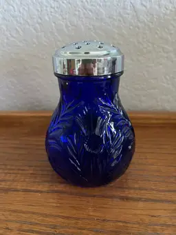 MOSSER GLASS COBALT BLUE THISTLE POWDERED SUGAR SHAKER