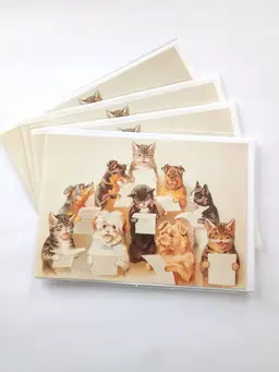 The Dog and Cat Chorus 4 x Vintage Design Greeting Cards and Envelopes