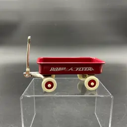 Miniature Metal Radio Flyer Red Wagon Dollhouse Toy