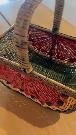 Vintage Wicker Watermelon Country Summer Picnic Basket With Handle Cottagecore