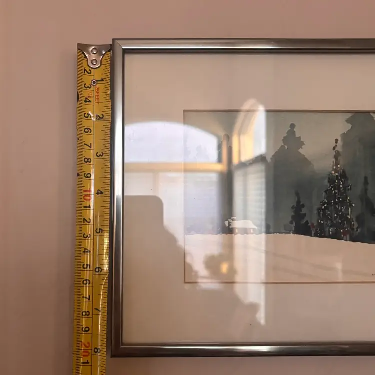 Vintage Christmas Tree Winter Metal Framed Watercolor