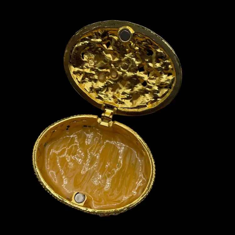 Vintage Enameled & Jeweled Butterfly Trinket Box - Crystal Accents 2.5”Lx1.25”H