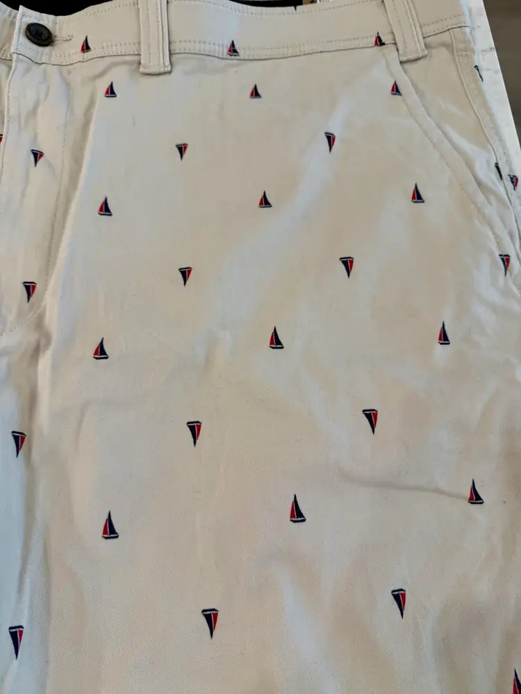 The Foundry- New Mens Shorts Size 44 Khaki Sailboats # 1